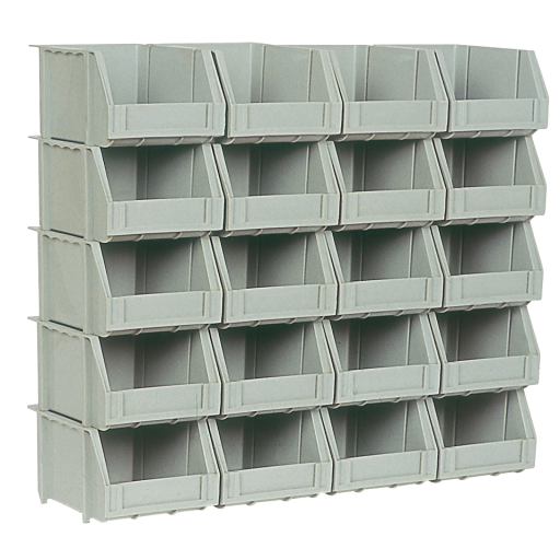 SET OF 20 POLY BINS + 5 RAILS