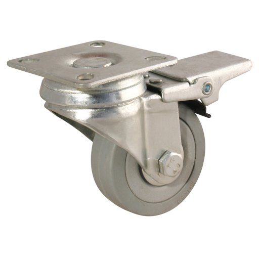 50MM SWIVEL BRAKE CASTOR PLATE FTG -GREY