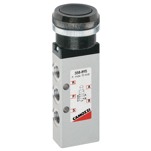 1/8 5/2 PUSH BUTTON BLACK