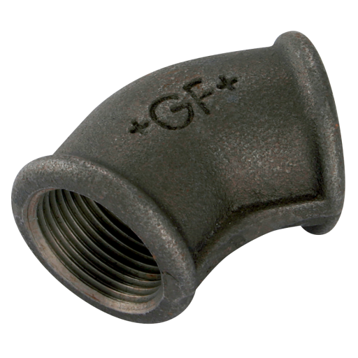 1/2BSP FEM EQUAL 45 ELBOW BLACK GF120
