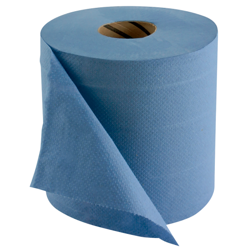 2 PLY BLUE EMBOSSED CENTRE FEED ROLL