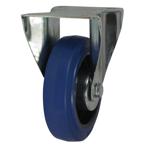 BLUE RUBBER TYRE 100MM 160KG FIXED