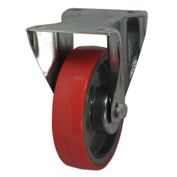 RED POLY TYRE 100MM FIXED 150KG