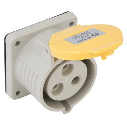 16A 110V YELLOW 3 PIN PANEL SOCKET IP44