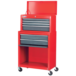 TOP CHEST & ROLLCAB COMBI 6 DRAWER RED